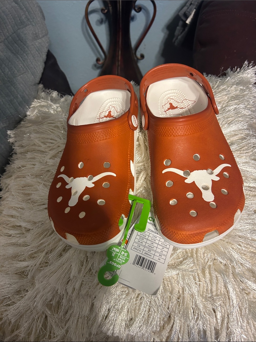 CROCS Orange and White Team Logo Clog Sandals